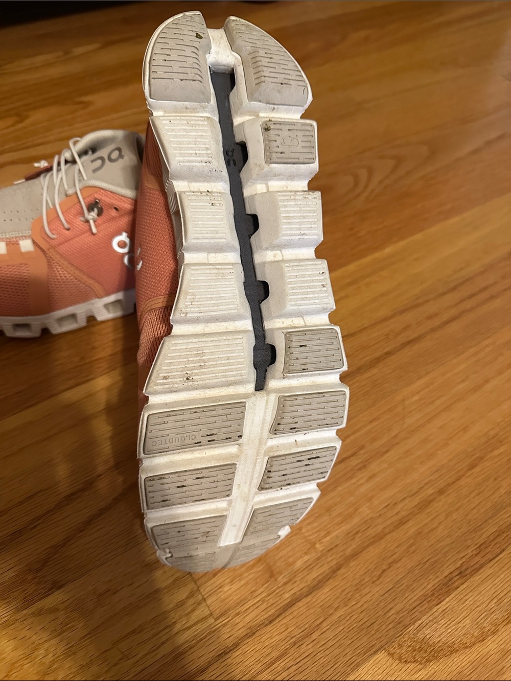 On Running Women's Coral Peach Athletic Sneakers with Beige Accents - Picture 6 of 6